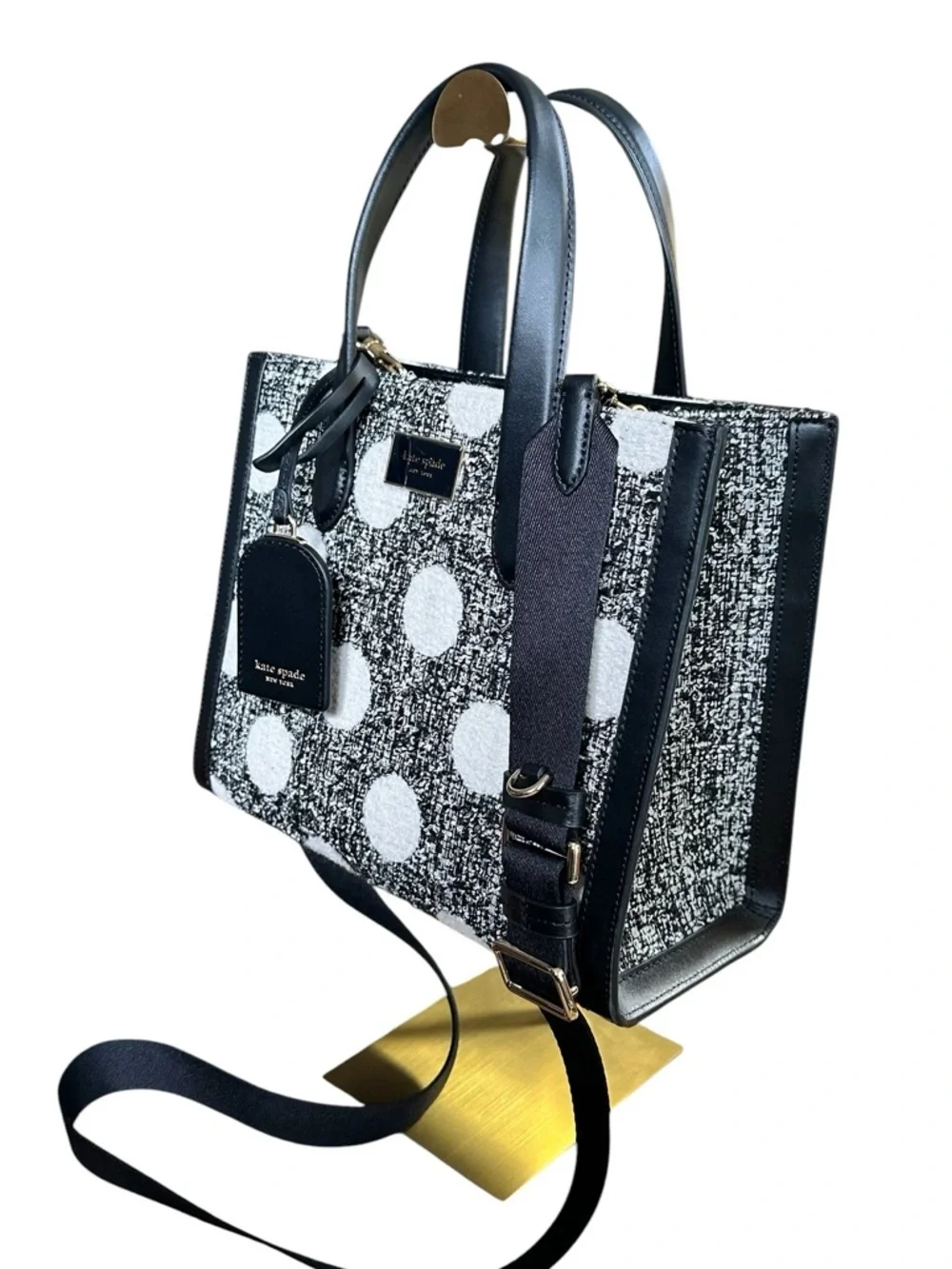 NWT Kate Spade Sam Tweed Polka Dot Satchel Crossbody Bag